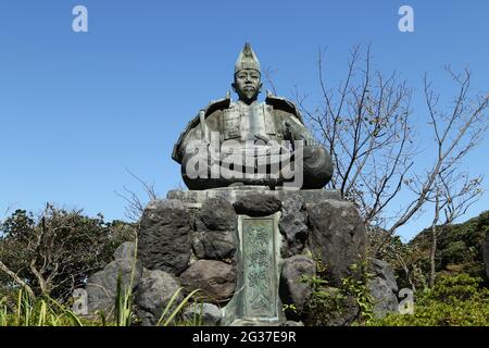 Statue of Minamoto no Yoritomo at Genjiyama Park, Kamakura, Kanagawa Prefecture, Japan Stock Photo