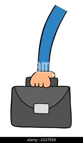 Cartoon vector illustration of businessman holding briefcase. Colored and black outlines. Stock Vector