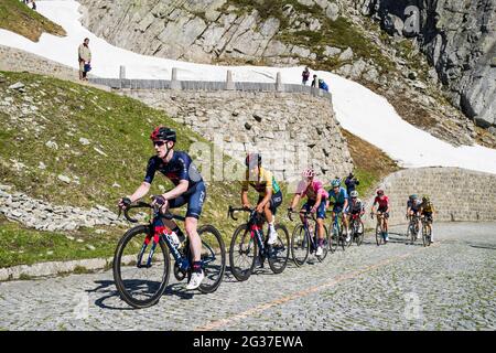 Switzerland, Canton Ticino, Tour de Suisse 2024, Ambrì, team UAE Stock ...