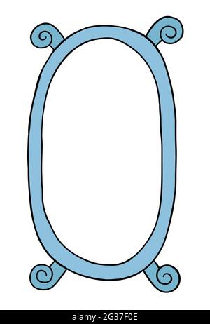 Cartoon vector illustration of mirror. Colored and black outlines. Stock Vector