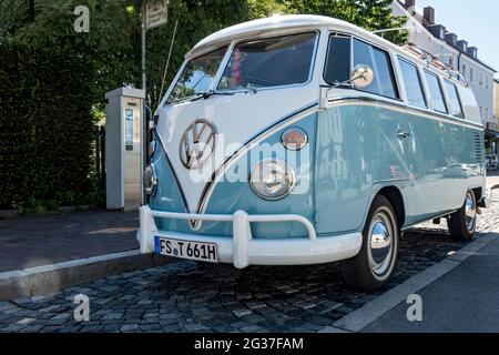 Volkswagen type 2 Transporter, VW Bus T1, Bulli, Oldtimer year of construction from 1950, Bavaria, Germany Stock Photo