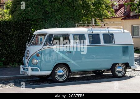 Volkswagen type 2 Transporter, VW Bus T1, Bulli, Oldtimer year of construction from 1950, Bavaria, Germany Stock Photo