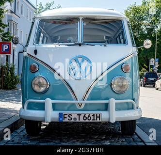 Volkswagen type 2 Transporter, VW Bus T1, Bulli, Oldtimer year of construction from 1950, Bavaria, Germany Stock Photo