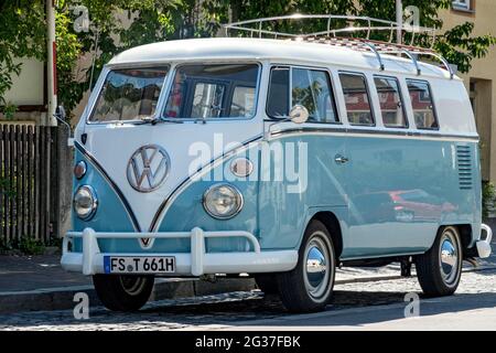 Volkswagen type 2 Transporter, VW Bus T1, Bulli, Oldtimer year of construction from 1950, Bavaria, Germany Stock Photo