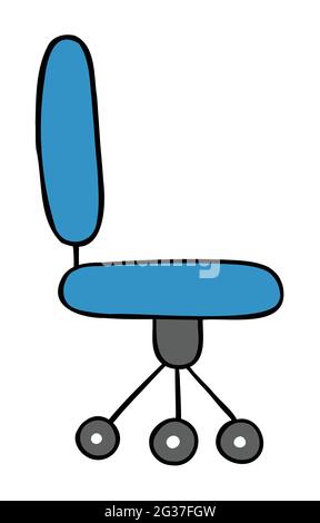 Cartoon vector illustration of office chair. Colored and black outlines. Stock Vector