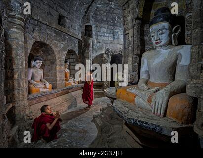 Buddhist Monks in Burma or Myanmar Stock Photo