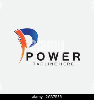 Letter P thunder power logo vector illustration design Stock Vector