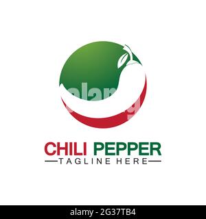 Chili pepper logo vector icon illustration design template Stock Vector