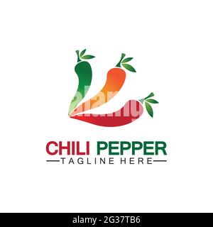 Chili pepper logo vector icon illustration design template Stock Vector
