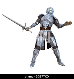 3D rendering of a male medieval warrior isolated on white background Stock Photo