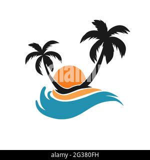 Beach logo design Vector stock illustration isolated Stock Vector