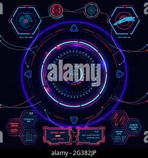 Set of futuristic user interface elements HUD for dashboard or control panel. Vector illustration Stock Vector