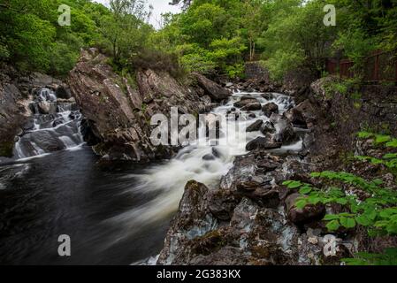 Landscape photography of waterfall in forest Stock Photo