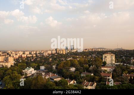 Aerial view of Levent and Etiler districts cityscape view of European side and Asian side in Istanbul. Stock Photo