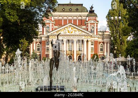 Fountain in front of the Ivan Vazov Theater in Sofia, Bulgaria Stock Photo