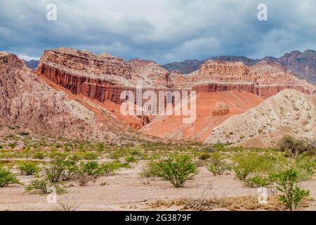 Colorful rock formations in Quebrada de Cafayate, Argentina Stock Photo