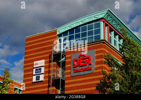 FRANKFURT, GERMANY - May 23, 2021: Headquarters of the DER Touristik Group in Frankfurt. After the insolvency of Thomas Cook, number 2 in the German t Stock Photo