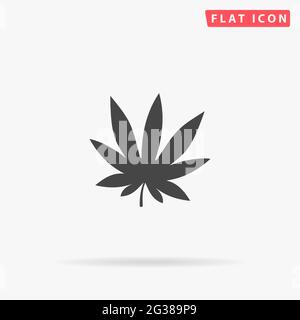 Marijuana cannabis flat vector icon. Hand drawn style design illustrations. Stock Vector