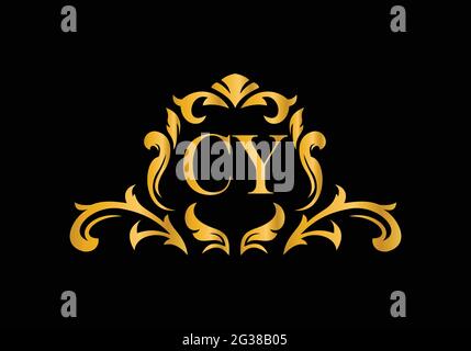 Luxury Alphabet letters CY. Golden Floral alphabet . Monogram initials perfectly for wedding invitations, greeting card, logo, and other design. Stock Vector