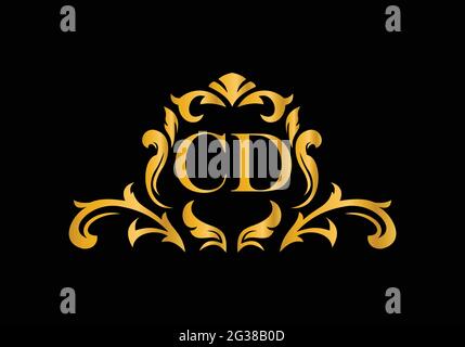 Luxury Alphabet letters CD. Golden Floral alphabet . Monogram initials perfectly for wedding invitations, greeting card, logo, and other design. Stock Vector