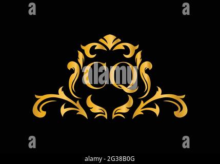 Luxury Alphabet letters CQ. Golden Floral alphabet . Monogram initials perfectly for wedding invitations, greeting card, logo, and other design. Stock Vector