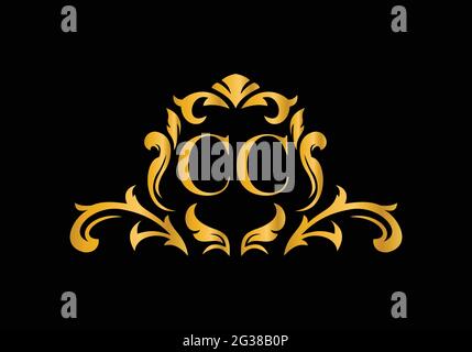 Luxury Alphabet letters CC. Golden Floral alphabet . Monogram initials perfectly for wedding invitations, greeting card, logo, and other design. Stock Vector