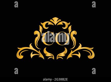 Luxury Alphabet letters CO. Golden Floral alphabet . Monogram initials perfectly for wedding invitations, greeting card, logo, and other design. Stock Vector
