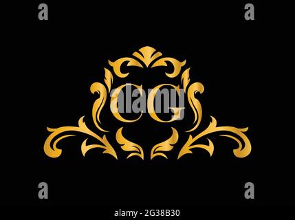 Luxury Alphabet letters CG. Golden Floral alphabet . Monogram initials perfectly for wedding invitations, greeting card, logo, and other design. Stock Vector