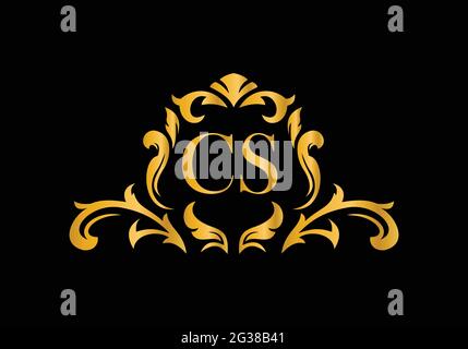 Luxury Alphabet letters CS. Golden Floral alphabet . Monogram initials perfectly for wedding invitations, greeting card, logo, and other design. Stock Vector