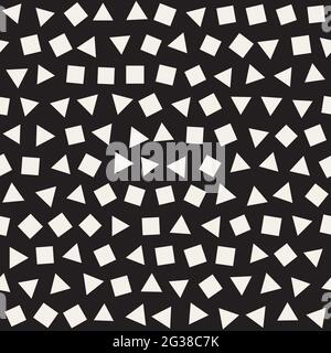 Seamless chaotic patterns. Randomly scattered geometric shapes. Abstract retro background design Stock Vector