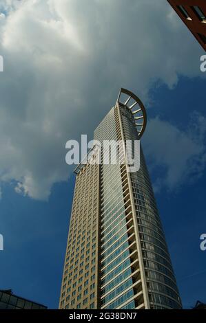 FRANKFURT, GERMANY - Jun 10, 2021: Westend 1 is the second tower of DZ Bank, the central institution of the cooperative banks. An impressive architect Stock Photo