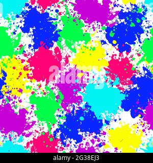 Color ink splashes Seamless pattern. Grunge splatters. Abstract background. Grunge text banners Stock Vector