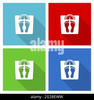 Weight vector illustration, set of simple editable icons in 4 color options Stock Vector