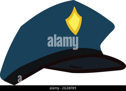 Police Hat Vector Isolated on White Background. Children Book Illustration Graphics. Uniform of Police Officer Vector Graphics. Stock Vector