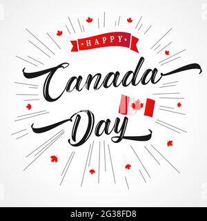 Happy Canada Day creative greetings. Isolated abstract graphic design template. The National Day Of Quebec congrats concept. Holiday background with d Stock Vector