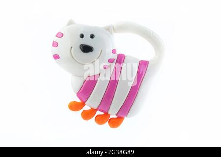 baby rattle cat, isolated on white Stock Photo