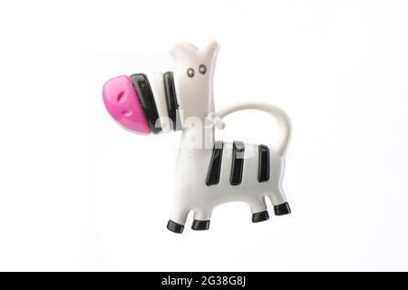 baby rattle zebra, isolated on white Stock Photo