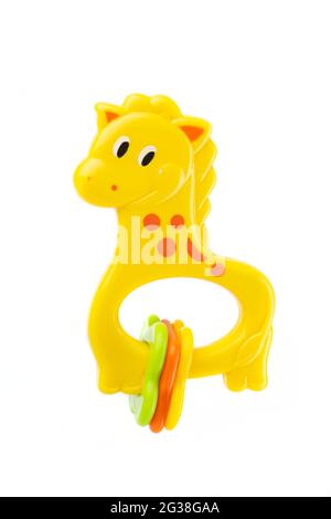 baby rattle giraffe, isolated on white Stock Photo