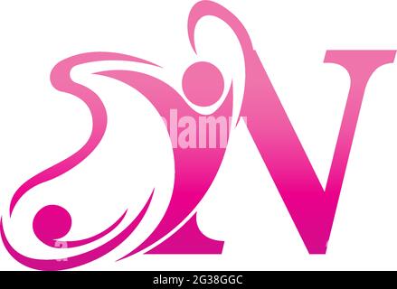 Letter N butterfly and success human icon logo design illustration vector Stock Vector