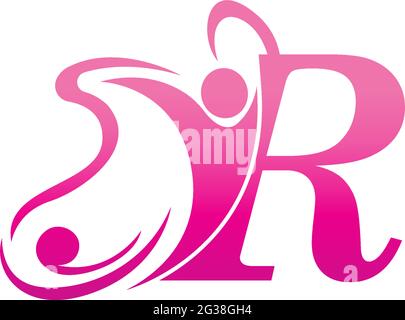 Letter R butterfly and success human icon logo design illustration vector Stock Vector