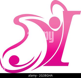 Letter I butterfly and success human icon logo design illustration vector Stock Vector