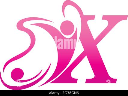 Letter X butterfly and success human icon logo design illustration vector Stock Vector