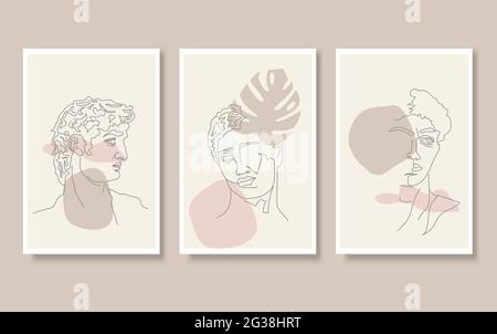 Antique characters set. Line art. Stock Vector