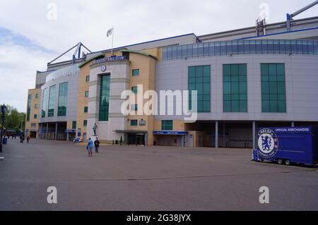 London, UK: view of the Chelsea Football Club at Stamford Bridge, Fulham Stock Photo