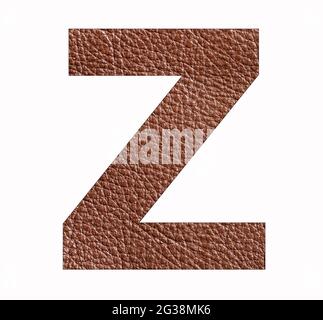 Alphabet letter Z - Brown leather texture background Stock Photo