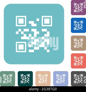 QR code white flat icons on color rounded square backgrounds Stock Vector