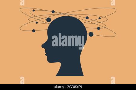 Cognitive Dissonance illustraion concept. A feeling of mental discomfort, uncomfortable feeling,  leading to an alteration in one of the attitudes, be Stock Vector