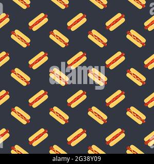 Hot Dog vector seamless pattern background Stock Vector