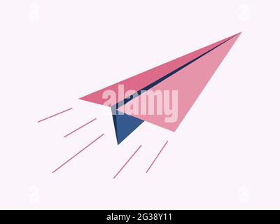 Paper plane. Fast flying paper plane, freedom concept sign. Fast message sending. Vector. Stock Vector