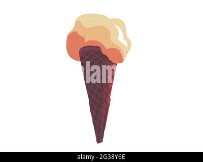 Beautiful icecream illutration. Big cornet icecream flat design on a white background. Vector. Stock Vector